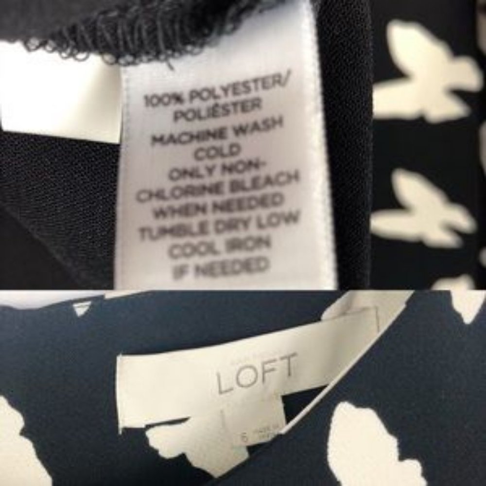 LOFT Black and White Butterfly Shift Career Dress Size 6 - Picture 6 of 6
